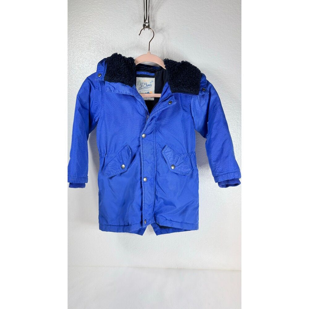 J Crew Fishtail Parka Coat Primaloft Hood Royal Blue Child 4-5